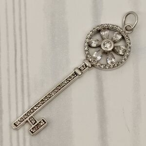 Sterling Silver 925 Key Pendant Necklace  Handmade Vintage